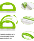 3 In 1 Grout Cleaner Brush With Long Handle for Tile Joints and Shower Grout Scrub Brush, Green, showing detachable small brush