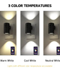 Smart Night Light Wall Mount 2 Pack with Remote and App Control, showing warm, cool, and neutral white color options on wall
