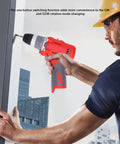 Heavy Duty Cordless Drill Driver And Impact Wrench Combo High Torque 20-52Nm With 25 Speed Settings Rubber Grip For Home Improvement Projects, man using drill with rubber grip.