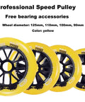 Yellow Inline Skate Wheels Outdoor And Indoor 6 To 8 Pack 85A Durable PU Wheels With Bearings