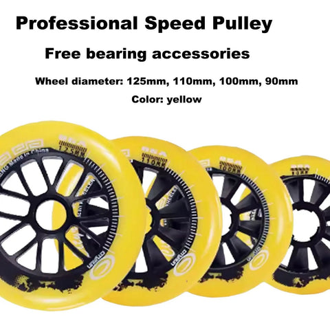 Yellow Inline Skate Wheels Outdoor And Indoor 6 To 8 Pack 85A Durable PU Wheels With Bearings