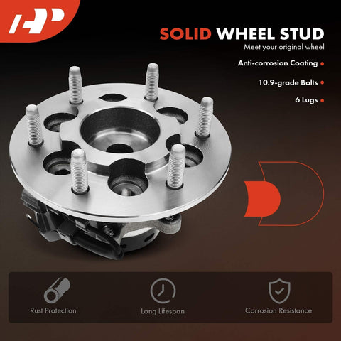 Front Right Wheel Bearing and Hub Assembly with ABS for Chevrolet Colorado 2004-2008, GMC Canyon 2004-2008, Isuzu i-280 2006, i-290 and i-370 2007-2008, 6-Lug, Speed Sensor Included.