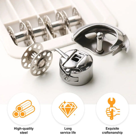 Alloy Sewing Machine Components And Attachments For Vintage Models Hassle Free Assembly Kit For Tailors And Hobbyists Pro Grade Joints And Reinforced Parts For Heavy Duty Stitching Restore Antique Machines And Upgrade Home Workshops, steel bobbins and bobbin case