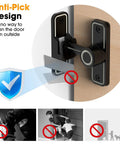 Keyless Entry Sliding Barn Door Lock Kit 2 In 1 With 90 Degree And 180 Degree Latches Flip Gate Door Hardware in use on door