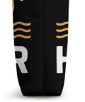 Side view of Dragon Boat Racing Tote Bag For Festival Fans And Paddlers, featuring bold water sports artwork in black and white.