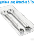 4 Pack 15x6 Inch Extra Large Clear Plastic Drawer Organizer Trays for Vanity Makeup Kitchen Utensils Bathroom Office Desk Auto Tools