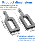 Heavy Duty 2 Piece Wire Twister Tool For Drill showing dimensions for sizes 9 and 11, suitable for specific iron wire diameters.