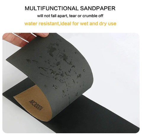 Pro Grade Wet Dry Sandpaper Set With Red Handle 90 Pieces Grit 400 Through 3000 Assorted Sheets 9x3.6 Inch For Automotive Sanding Wood Finishing Furniture Smoothing And Turning
