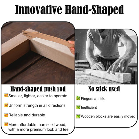 Hand Shaped Table Saw Push Stick Safety Block With Missing Finger Design showcased for woodworking on table saw.