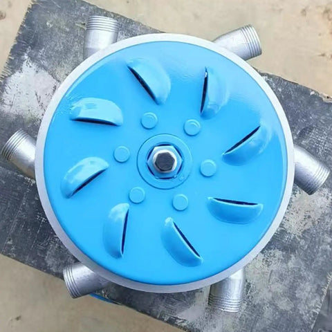 Top view of Beast 3000W Water Turbine Generator 220V Micro Hydroelectric System with six 50mm PVC inlets.