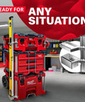 Level Mount Holder For Packout Tool Boxes And Organizers Compatible With All Aluminum Rail Packout Systems Safely Holds Levels Up To 2.8 Inches Wide By 1.5 Inches Deep Includes Set Screws Left Side Mount Upgrade on toolboxes in workshop.