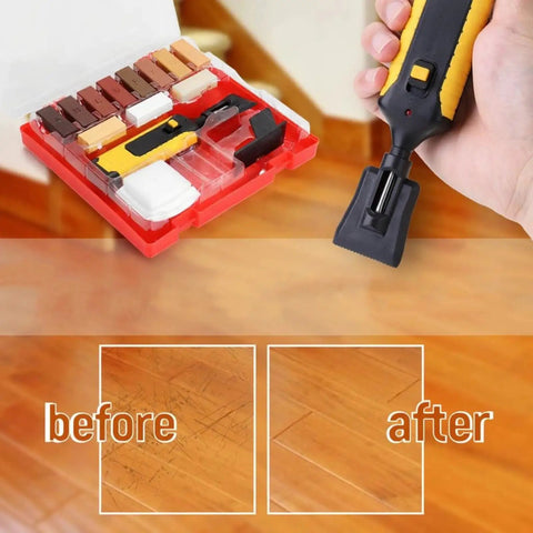 Quick Dry Hardwood Floor Restoration Set For Scratches And Dents, Wax System For Home Floors And Wooden Furniture, repair kit with 11 wax blocks and repair tool