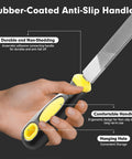 Flat Hand Metal File 8 Inch with Ergonomic Handle showing rubber-coated anti-slip durable grip