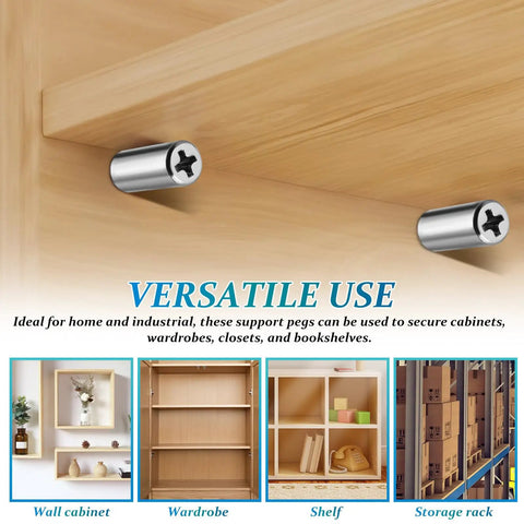 Heavy Duty Shelf Support Pins With Protective Caps And Self Tapping Screws In Manganese Steel for wardrobe and furniture install