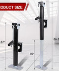 Heavy Duty Trailer Jack With 360 Swivel Weld-On Pipe Mount, 15 Inch Lift Range, Ergonomic Side Wind Handle And Foot Plate, Corrosion-Resistant Black E-Coat Finish, Supports 5,000 Lbs For RVs, Boat, Utility And Farm Trailers, 21.37 in and 36.37 in size