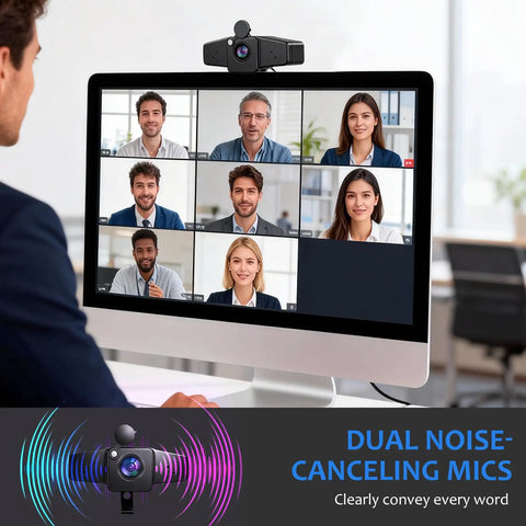4K Webcam With Auto Focus And Light Correction, Aluminum Body, 70 Degree Field Of View, PDAF, 4K 30FPS, Built In Microphone, Privacy Cover