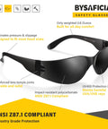 Bulk Pack Of Twenty Four Tinted Safety Glasses With Smoke Lenses And UV Protection Premium Polycarbonate Build Meets Ansi Z87 Standards side view showing impact-resistant design and comfortable fit.