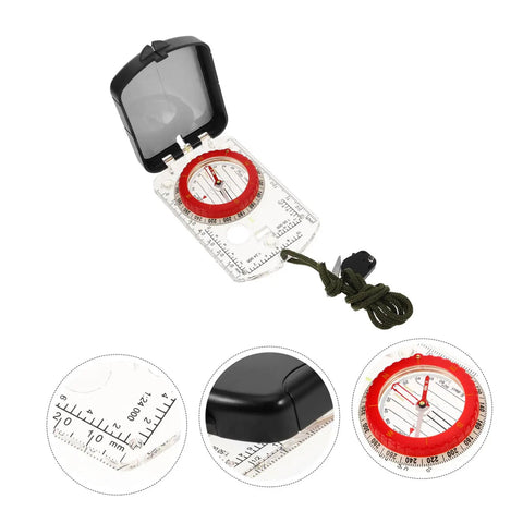 Multifunctional Orienteering Compass With Luminous Pointer Scale Ruler And Mirror For Hiking Camping And Outdoor Survival