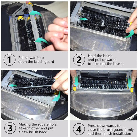 Step-by-step installation of Replacement Bristle And Flexible Beater Brush Set For iRobot Roomba 600 and 700 Series
