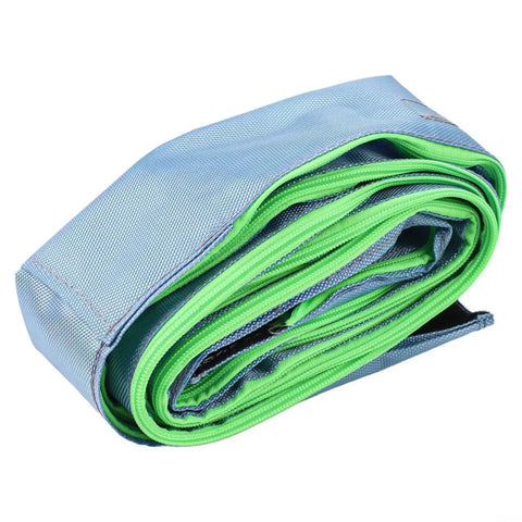 Heavy Duty Nylon Protective Sleeves For Vacuum Hose D27 And D32mm Dust Extractor Cover Guard rolled, showing blue and green colors.