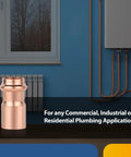 Top Shelf 100 Pack Lead Free Copper Press Fittings 1 Inch By 3/4 Inch Reducing Coupler displayed in plumbing setting.