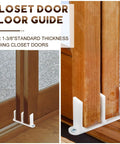 4 Pack White Sliding Closet Door Floor Guide For Pocket Door Bottom Bracket And Sliding Door Hardware Fits Standard One And Three Eighths Inch Width Doors With Screws Included For Easy Install And Durable Replacement For Smooth Operation installed on wooden doors
