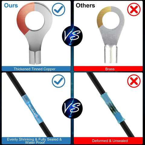 Comparison of 540 Piece Heat Shrink Wire Connectors Kit Pro Grade Waterproof Marine Grade Crimp Connectors with Tinned Copper.