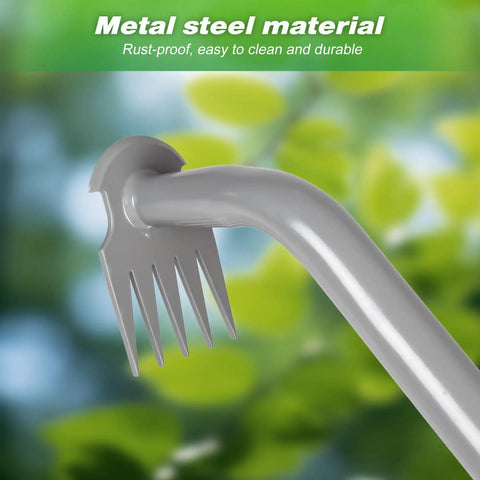 Ultra Durable Manganese Steel Weed Puller Tool with Five Tine Head for Fast Dandelion and Crabgrass Removal, metal close-up