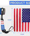 Magnetic Golf Club Cleaning Kit With American Flag Towels, Dual Pack Groove Brush And Groove Pick shown with product dimensions.