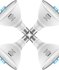 Motion Sensor LED Bulbs For Outdoor And Indoor Use, 15W Flood Light Equivalent To 100W, 1200 Lumens, 6000K Daylight, PIR Infrared Sensor, E26 Socket, PAR38 Style, Weatherproof, Dusk To Dawn, Easy Plug And Play, Four Pack, four white bulbs