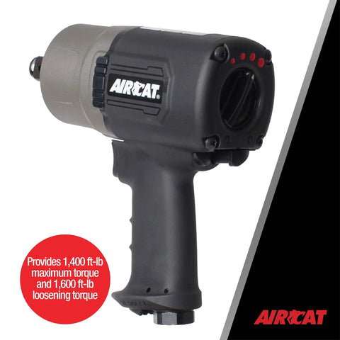 Heavy Duty Pneumatic Impact Wrench 3/4 Inch Drive Twin Hammer Composite Body Ergonomic Grip 1600 Foot Pounds Knocks Loose Stubborn Bolts Like Nothing For Grease Monkey Garages