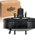Rugged Vacuum Power Brake Booster Assembly For Honda Civic Acura Csx Fit CR Z And Insight with black finish and steel components.