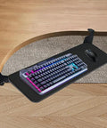 Hella Sturdy Under Desk Keyboard And Mouse Tray Pull Out Sliding Platform With Secure C Clamp Mount System Instant Install Height Adjustable For Ergonomic Workstation with RGB keyboard and mouse