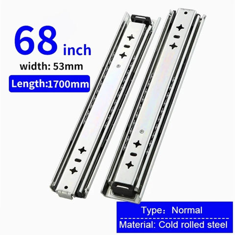Built Tough Full Extension Side Mount Drawer Slides With Precision Ball Bearings, 68 Inch cold rolled steel slides for cabinetry.