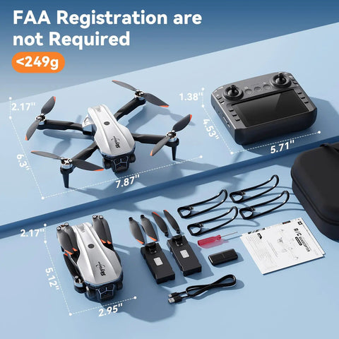 Dope Camera Drone With 4.5 Inch LCD Remote Screen, Foldable 1080P HD Quadcopter With Brushless Motors setup components displayed