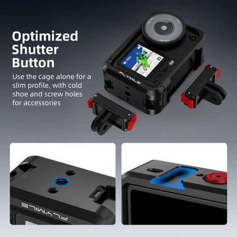 Grip Kit With Cage For DJI Action 6 And Osmo Action 6 Accessories Handheld Stabilizer Bundle with quick release and cold shoe mount