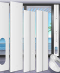 Sliding Door Air Conditioner Kit For 5.1 Inch Exhaust Hose Of Portable AC Easy Install Up To 90 Inches Window Vent Kit With Reinforced PVC Plates Durable Seal And Universal Coupler For Quick Leak Free Home Cooling, shown with PVC plates and coupler