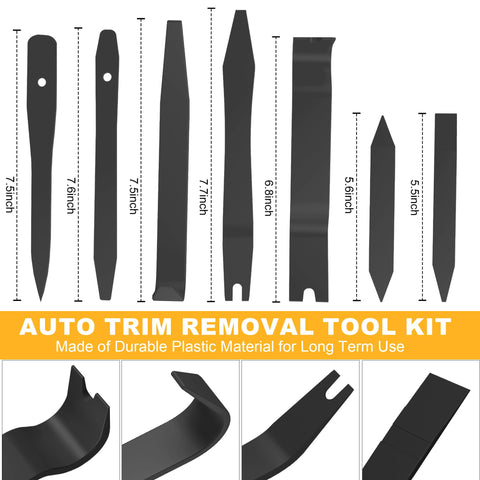 10 Piece Car Trim Removal Tool Kit With Non Scratch Plastic Pry Tools And Auto Clip Pliers For Door Panels, Dashboards And Body Repairs
