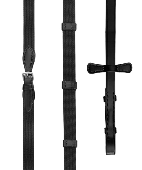 Grippy Web Reins For Horses With Non Slip Cotton Grip 16 Mm Wide Dressage Reins With Seven Hand Stoppers and stainless steel buckles