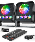 2 Pack Sunset Lamp Disco Ball Party Lights With Sound Activated LED Strobe And Stage Lighting, RGB Sunset Effects, units displayed