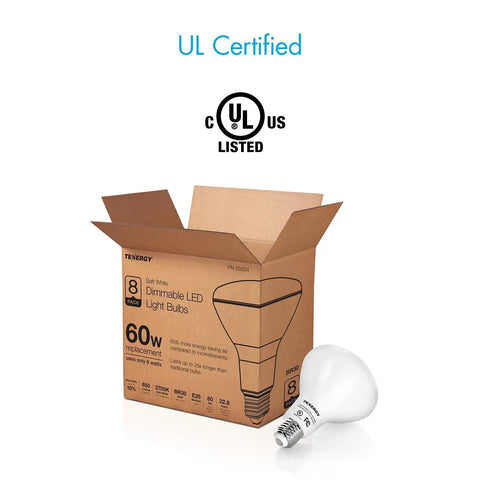 Power-Saving Dimmable LED Flood Light Bulbs, 60W Equivalent, 8W, 2700K Soft Warm White BR30 E26 packaging and bulb