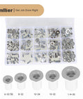 150 Piece Aluminum Rivet Nuts Kit With Flat Head For Easy Install No Fuss Pro Grade, SAE Sizes 6-32 8-32 10-24 10-32 1/4-20