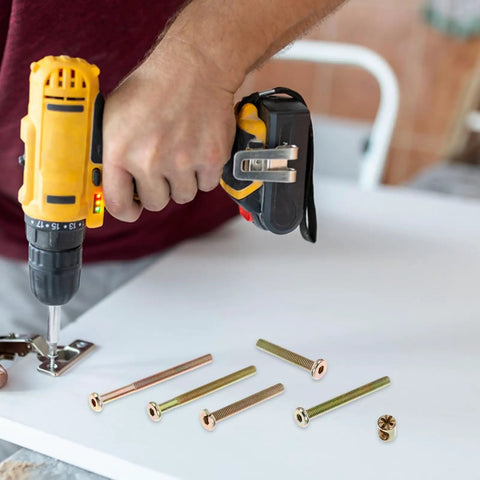 51 Piece Furniture Connector Bolt Kit with Copper Alloy Screws and Nuts, drill assembling furniture with golden hex socket heads