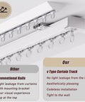 Ultra Thin Ceiling Curtain Rail Aluminum Track For Heavy Curtains With Silent Glide Pulleys, ceiling-mounted white track comparison