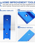 Heavy Duty Alloy Miter Track Connector In Sleek Anodized Blue For Seamless Woodworking Routing displayed from multiple angles, showing precision details.