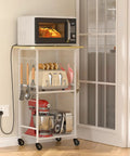 Rolling Kitchen Microwave Cart With 3 Tier Stand And Adjustable Shelf On Wheels Go To Storage Rack For Kitchen