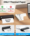 Inkless Portable Printer For Travel, Wireless Bluetooth Thermal Printer, Supports 8.5 By 11 Inch Paper, Includes Carry Case And Three Paper Rolls, Black.