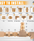 Amazon Ailbiuko brass pipe fittings set, 156 pcs, includes adapters, couplings, plugs, bushings, nipples, elbows and tees