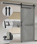 Elephant Gray Barn Door 36 Inch By 84 Inch MDF Solid Slab with Waterproof PVC Surface installed with sliding hardware kit