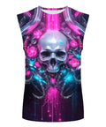 Mens 3D Printed Skull Sleeveless Muscle Tank Top moisture wicking quick dry gym fit featuring a vibrant skull graphic.